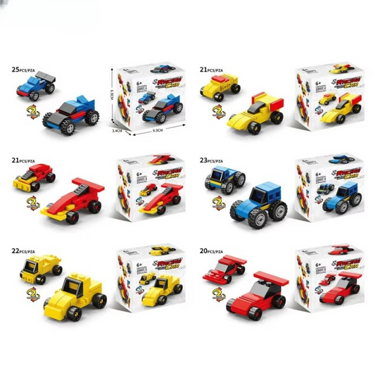 Power Racing Micro Blocks Set 6-in-1 – Mini Building Brick Racing Vehicles For Kids, Creative Diy Construction Toy Set With 6 Unique Race Car Models, Educational And Fun