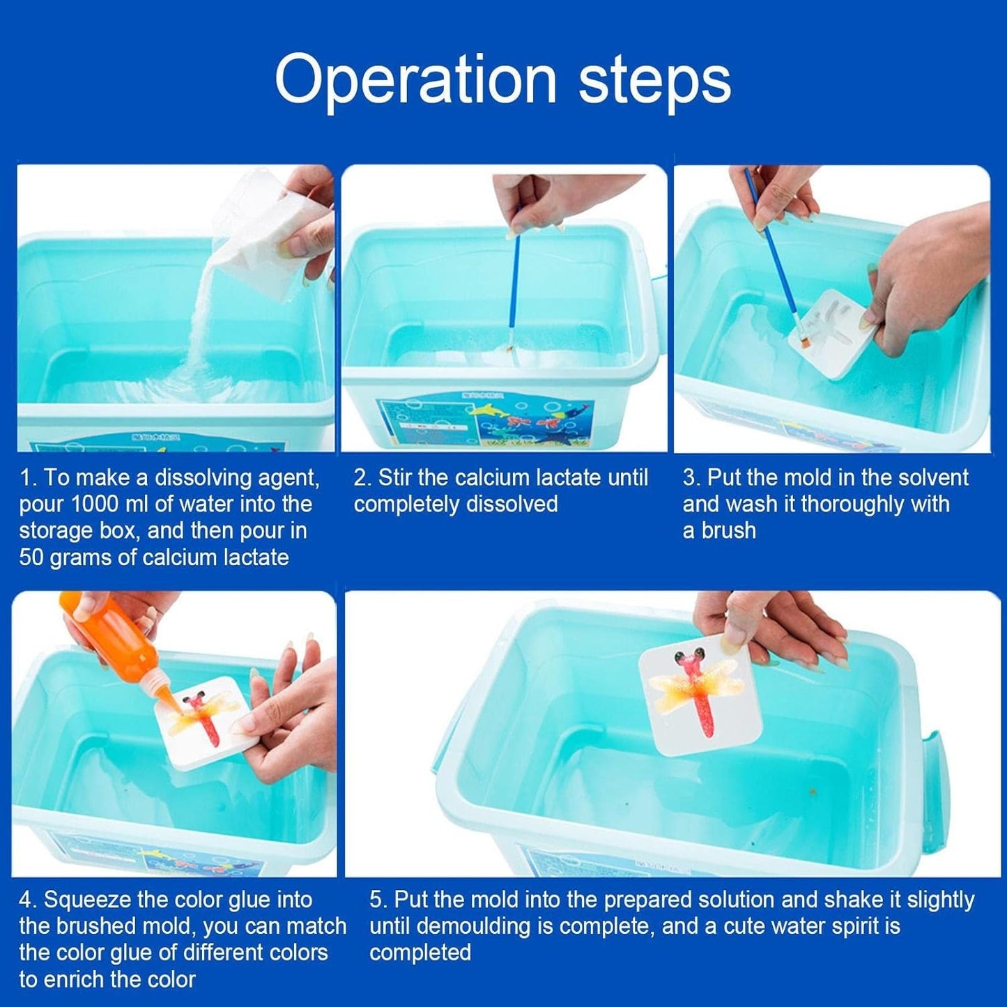 Handmade Water Toys Water Elf Set Ocean – Magic Water Toy Kit – Shape Mold Handmade Water Elves Toy, Marine Life Creature Toys For Kids