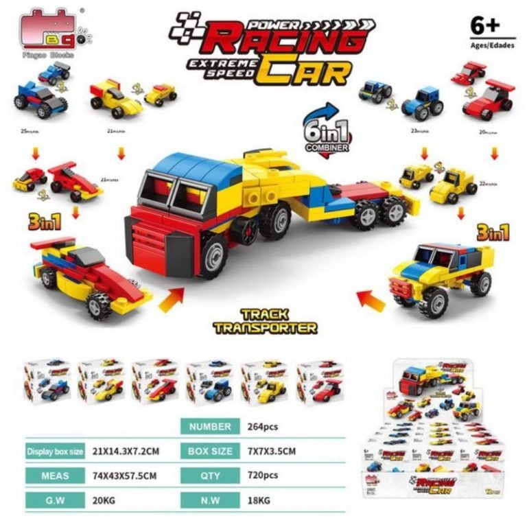 Power Racing Micro Blocks Set 6-in-1 – Mini Building Brick Racing Vehicles For Kids, Creative Diy Construction Toy Set With 6 Unique Race Car Models, Educational And Fun